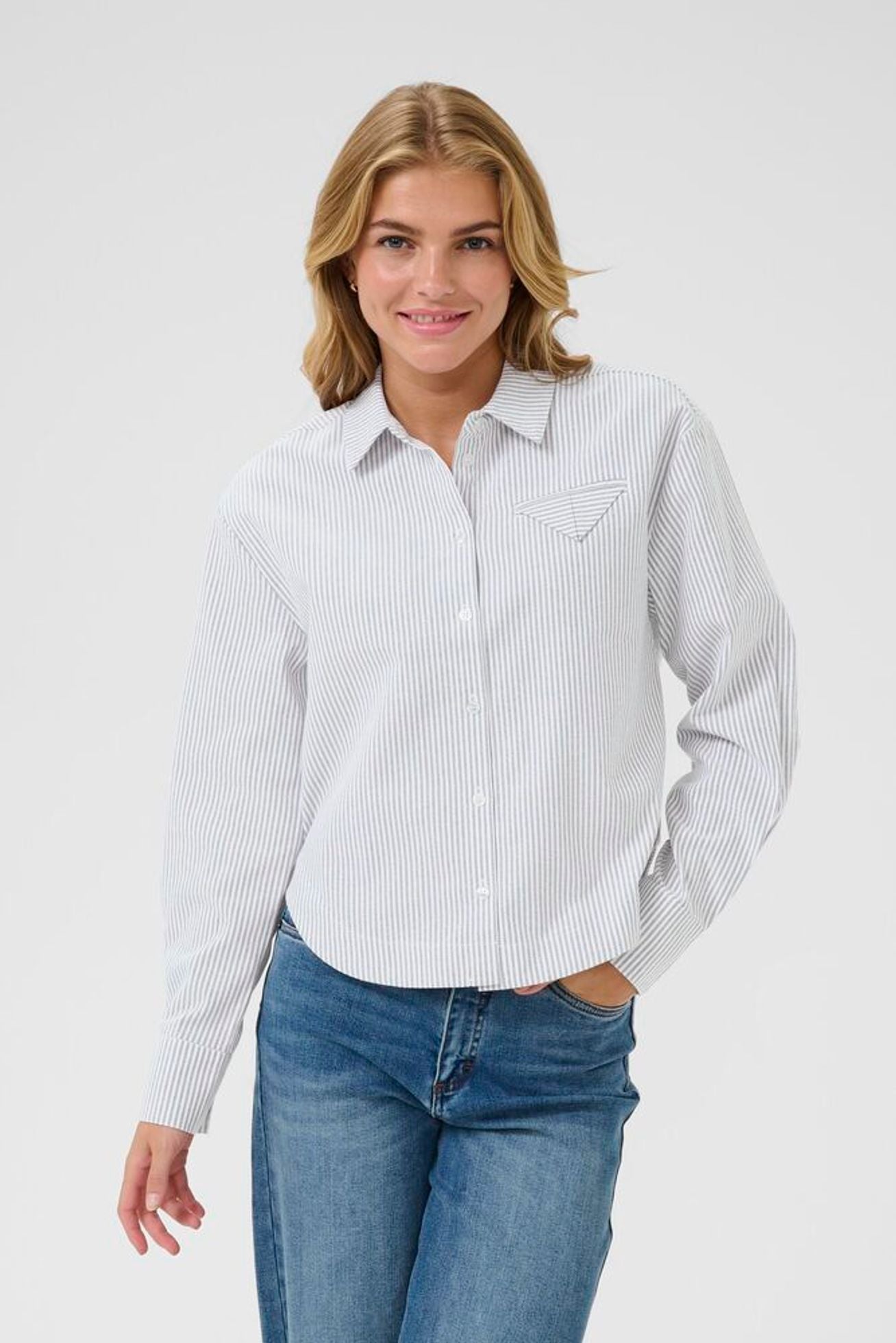 KAosita Shirt White/Black oxford stripe