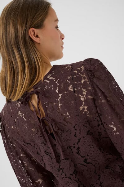KAnomi Lace Blouse Fudge