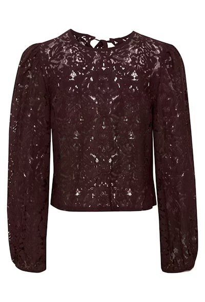 KAnomi Lace Blouse Fudge