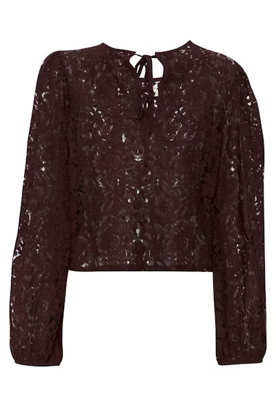 KAnomi Lace Blouse Fudge