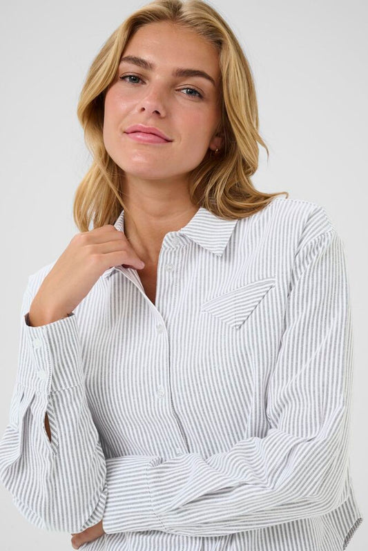 KAosita Shirt White/Black oxford stripe