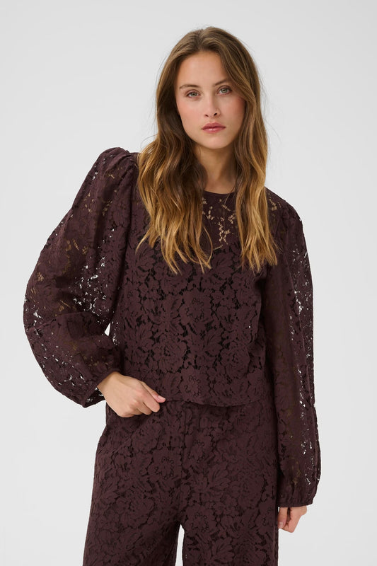 KAnomi Lace Blouse Fudge