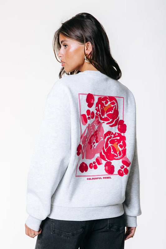 Flower Square Dropped Shoulder Sweat