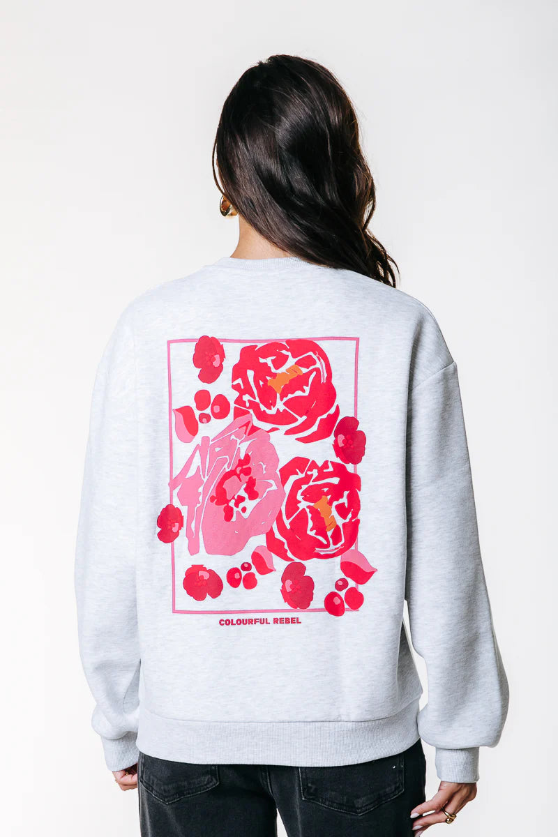 Flower Square Dropped Shoulder Sweat