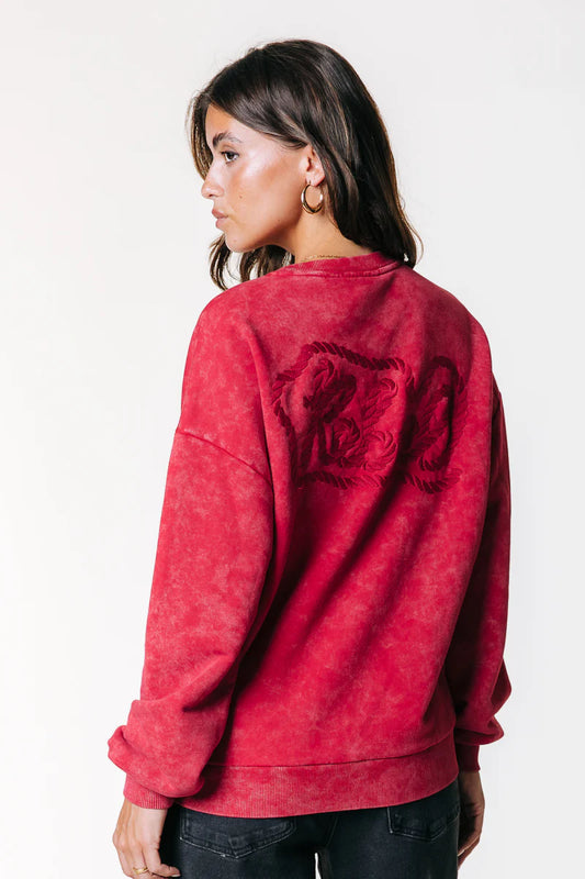 Rebel Braid Acid Wash Dropped Shoulder Sweat