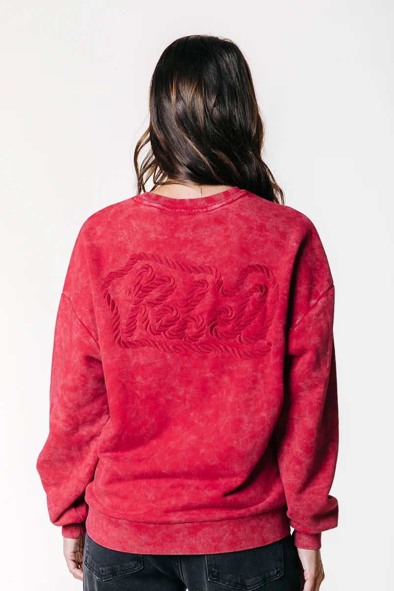 Rebel Braid Acid Wash Dropped Shoulder Sweat