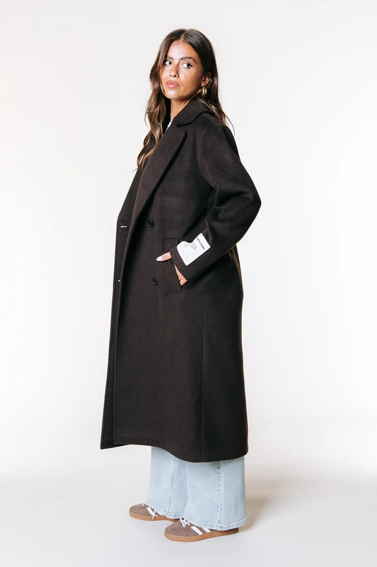 Zania Double Breasted Wool Long Coat