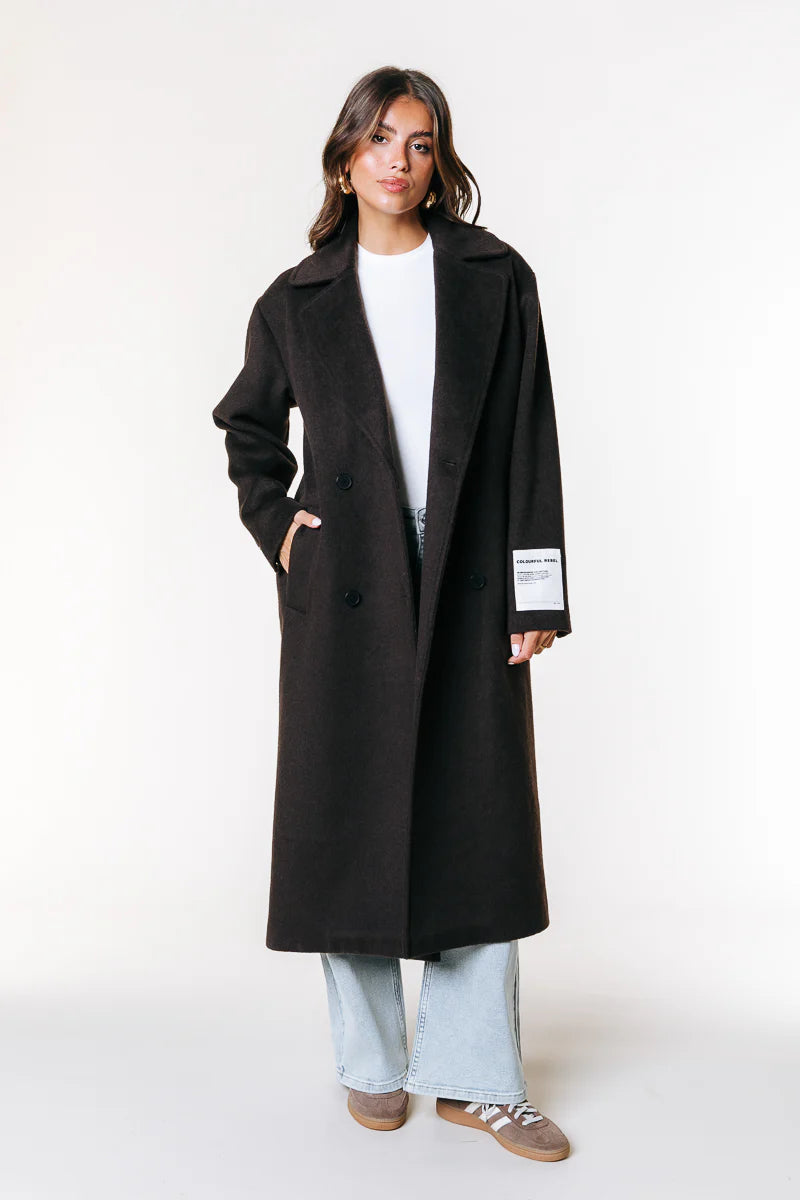 Zania Double Breasted Wool Long Coat