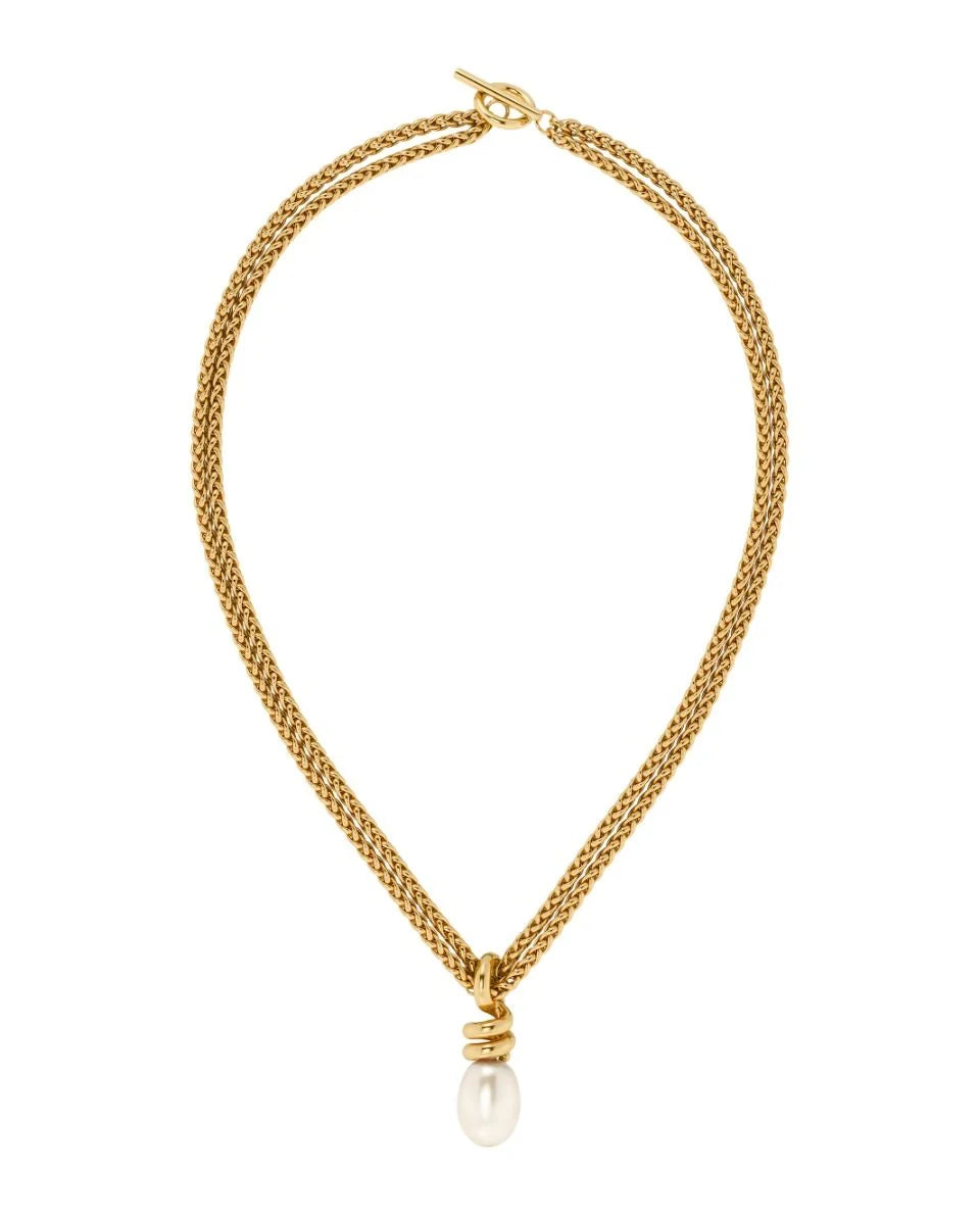 Swivel Necklace Pearl L Gold