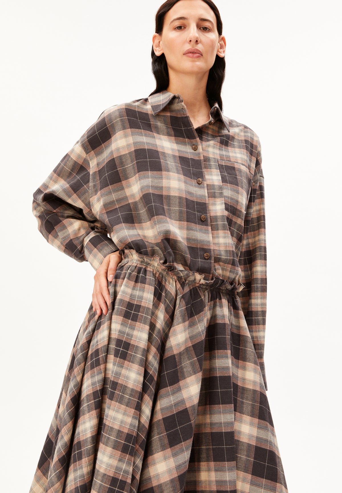 NALAANI PATCHED CHECK BLOUSE